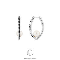 Maison de Jewels - Black MOP Marque Hoops ต่างหูเงิน มุก เพชรดำ ต่างหูออกงาน ต่างหูดีไซน์