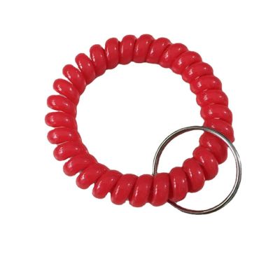 Wholesale Colorful Bracelets Keychains Plastic Spring Spiral Wristband Key Chain With Metal Rings For Sports Gym Pool ID Badge Key Chains