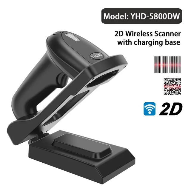 YHDAA 2.4G Wireless Barcode Scanner 1D 2D QR Bar Code Reader PDF417
