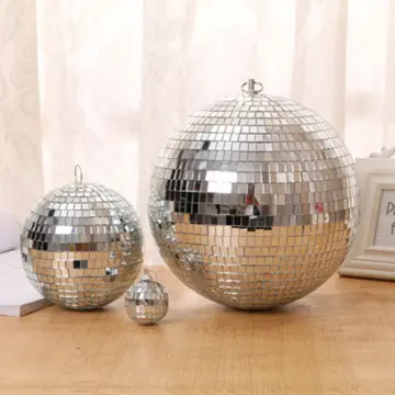 Disco Ball Mirror Ball Reflective Glass10/15/20/30Cm Rotating Mirror Ball  Light Christmas Party Wedding