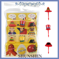 Shen ส้อมผลไม้หมวก6ชิ้นสำหรับส้อมผลไม้เด็กหัดเดิน,กล่องใส่ไม้จิ้มฟัน