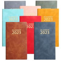 《   CYUCHEN KK 》 Agenda 2023 A6 English Schedule Office 365 Days Time Management Daily Plan Book Leather Notebook Stationery Efficiency Manual
