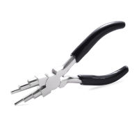 1pc 6-in-1 Bail Making Pliers, 45# Carbon Steel 6-Step Multi-Size Wire Looping Forming Pliers, Ferronickel, for Loops and Jump Rings, Black, Loop Size: 3mm/6mm/9mm/4mm/8mm/10mm, 153~153.5x75.5~78.5x12mm