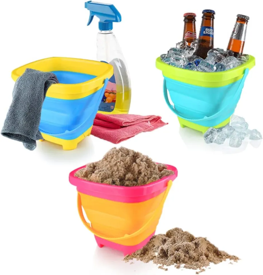 Water Bucket Square Party Foldable Bucket Silicone Collapsible Bucket Kids  Toys