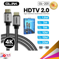 GLINK GL-201 V2.0 สาย hdmi ยาว1.8 3 5 10M,15M,20M คุณภาพดี 4K Ultra HD Resolution GL201  biggboss