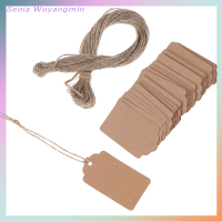 Senia 100pcs BLANK kraft Jewelry ป้ายราคาสตริงป้ายราคาด้วย String 20M