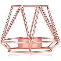 2Pcs 3D Geometric Candle Holders Tea Light Pillar Holders Stands Succulent Pot Wedding Centerpieces Rose Gold