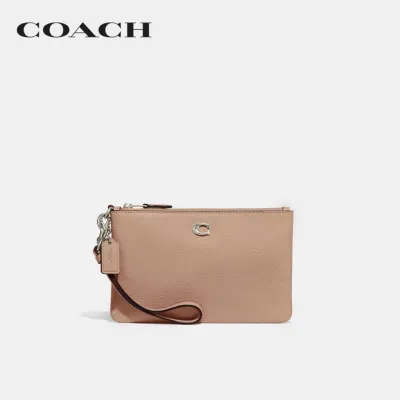 COACH กระเป๋าคล้องมือขนาดเล็กผู้หญิงรุ่น Small Wristlet สีครีม CH818 LHTAU