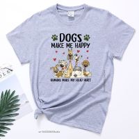 Funny Dogs Make Me Happy Humans Make My Head Hurt Tshirts Dog Kawaii Shirt Clothes Gildan