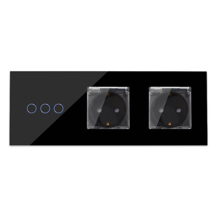 bingoelec-black-light-touch-switch-and-waterproof-socket-with-crystal-glass-panel-home-improvement