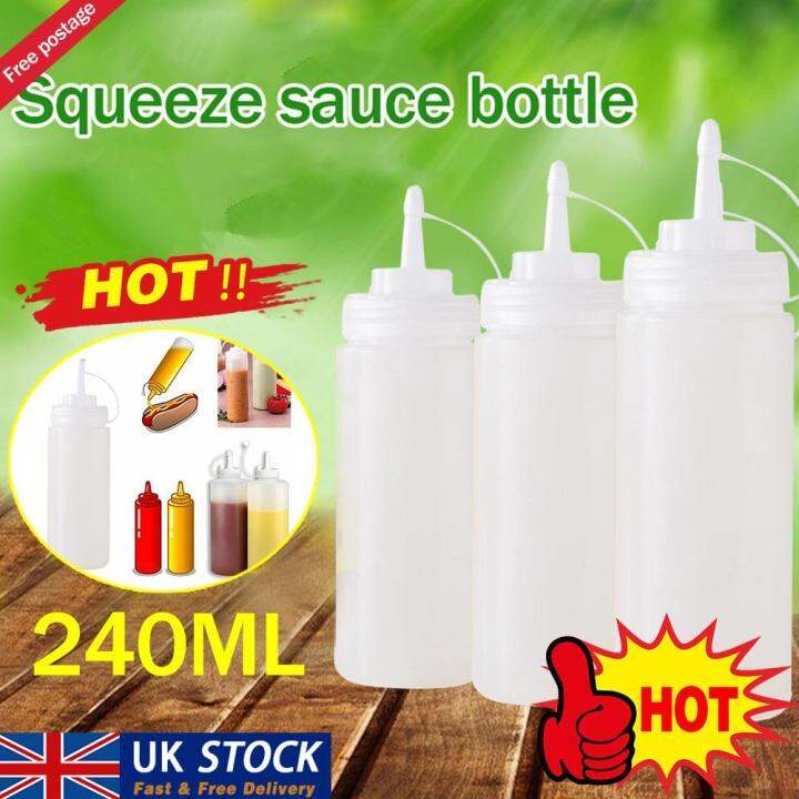 240ml Plastic Clear Squeeze Squeezy Ketchup Sauce Bottle Dispenser Mayo