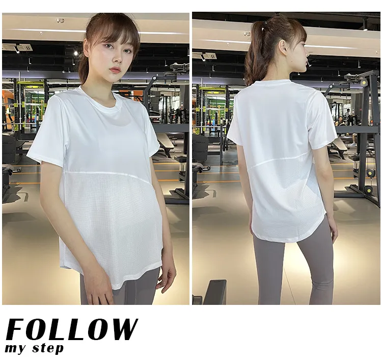 SplicedAnnie-Sport Sport T Shirt Women Plus Size Korea Style Quick-drying Yoga  Top Summer Loose Slimming Breathable Elastic Blouse Casual Sport Wear Women  Short-sleeved Sport Shirt for Women