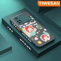 YIWESAN เคสสำหรับ Xiaomi Poco X4 Pro 5G Poco M4 Pro Poco C40ลายการ์ตูนนางเงือกน่ารักดีไซน์ใหม่แฟชั่นเคสแข็งกันกระแทกเคสโทรศัพท์ซิลิโคนนิ่มคลุมทั้งหมดเคสป้องกันเลนส์กล้อง