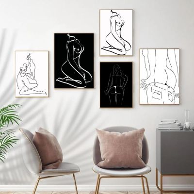 Sexy Female Body Nude Poster Abstract Woman Line Naked picture Print Canvas Painting Wall Art Mural Home Room Decor Aesthetic