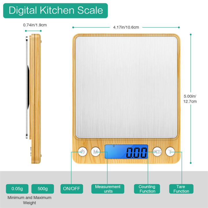 lucky-digital-kitchen-scale-500g-0-01g-mini-pocket-jewelry-scale-cooking-food-scale-back-lit-lcd-display-2-trays-6-units-auto-off-tare-pcs-stainless-steel