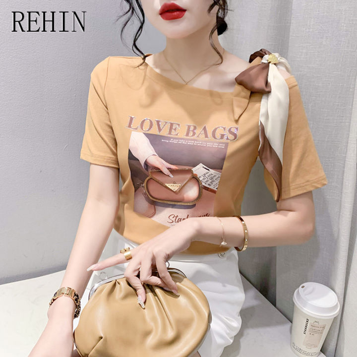 rehin-เสื้อยืดเปิดไหล่ผู้หญิง-เสื้อเปิดไหล่แฟชั่นใหม่สำหรับฤดูร้อน