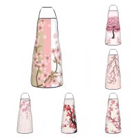 Cherry Blossoms Apron Women Men Unisex Bib Japanese Sakura Floral Kitchen Cooking Tablier Cuisine Chef Painting