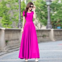 9 Colors Plus Size M-5XL Womens Short Sleeve Long Maxi Chiffon Holiday Party Beach Dress