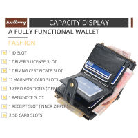 CS Bifold Wallet Men Large Capacity PU Leather Short Wallet Credit Card Holder for Men with Chain