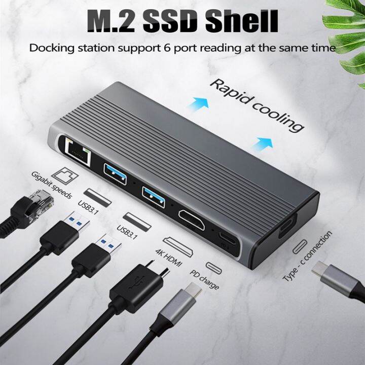 usb-c-hub-m-2-ssd-enclosure-compatible-usb3-1-rj45-pd-type-c-docking-station-for-m-2-nvme-ngff-ssd-for-macbook