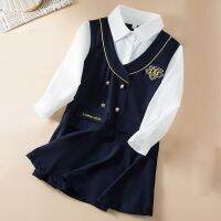 School Uniform Kids Dresses For Girls Clothes Teenagers Navy Preppy Style Children Party Costumes Baby Vestidos 6 8 10 12 Years