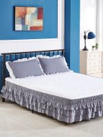 Three Layers Wrap Around Elastic Solid Bed Skirt Elastic Band Without Sheet Easy On/Easy Off Dust Ruffled Tailored Home Hotel