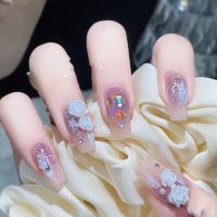 [HANDMADE]Artificial Nail Provence Camellia Manicure Phototpy Nails Reusable and Removable Nails