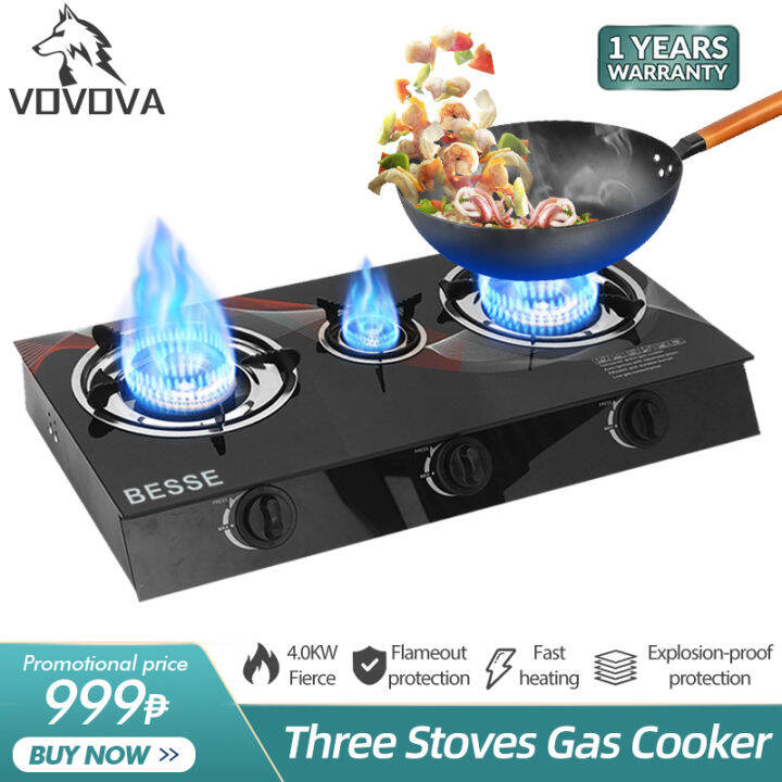 3 Stoves heavy duty 4.0KW stainless steel body tempered glass surface