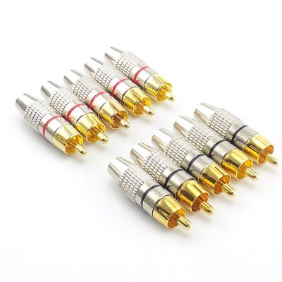 ▽﹊ 4 10pcs RCA Male Plug Connector Non Solder AV Audio Video Locking Cable Plug Adapter solderness for Video CCTV Camera Security
