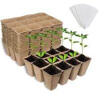 Seed Starter Pots Trays Kit 10PCS 10 Grid Biodegradable Peat Pots 2PCS Seedlings Dibbers And 50PCS T Shape Plant Labels Tags