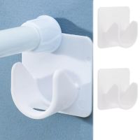 2/4Pcs Strong Curtain Rod Bracket Holders Wall Adhesive Hooks Closet Clothes Rails Fixed Clip Bathroom Shower Rod Hanging Rack