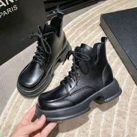 รองเท้าบูท Martin แฟชั่นแบบเกาหลีมีเชือกหนาสำหรับผู้หญิง Bootscaohuatang3เปลือยบาง Sepatu BOOT Pendek ซับในแบบบางแบบ Caohuatang32023ฤดูใบไม้ร่วง