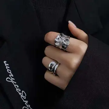 Cheap New Irregular Rings for Women New Fashion Creative Hollow Geometric  Retro Party Jewelry Gifts