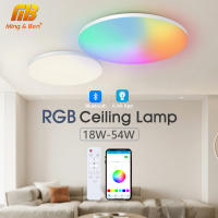 Ming&amp;Ben RGB ไฟเพดานอัจฉริยะ Lustre ไฟ LED 220 โวลต์ 18-54 วัตต์ โคมไฟแวดล้อมตัวควบคุมหรี่แสงระยะไกลแอพพ์บลูทูธสำหรับห้องรับแขกห้องนอนตีกลับ