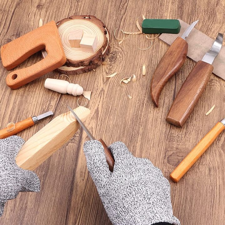 ชุดเครื่องมือตัดมือแกะสลักไม้สิ่วแกะสลักไม้10ชิ้นมีดแกะสลักช้อนแกะสลักงานไม้ลอกไม้