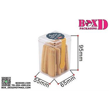 กล่องใส่คุ๊กกี้ ขนม พลาสติกเนื้อแข็ง สี่เหลียมทรงสูง แพค 6 ใบ(V12)