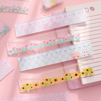 ❀ Flower Ruler School Supplies Kawaii Accessories 15cm Drawing Tool Back To School Transparent Regla Cute Stationery School Rules