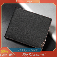 ?【Lowest price】MH กระเป๋าสตางค์ผ้ายีนส์ผู้ชายผู้หญิงแทรกธุรกิจ cowhide พับกระเป๋าสตางค์ภาพเหรียญกระเป๋าเงินเงินบางบัตรเครดิตกระเป๋าใส่บัตร