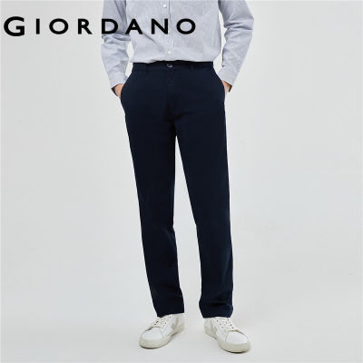 GIORDANO Men Pants 100% Cotton Simple Basic Khakis Solid Color Mid Low Rise Classic Smooth Comfort Fashion Casual Pants 01113088TH