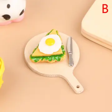 1Set 1:12 Dollhouse Mini Toast Bread Coffee Egg With Plate Model Kitchen  Breakfast Accessories For Doll House Decor Kids Toys