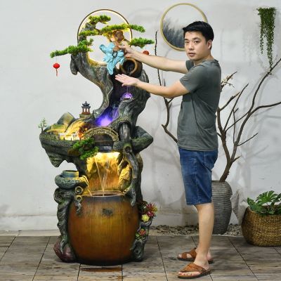 ✇ Rockery flowing fountain balcony decoration home office porch layout Chinese style floor-standing circulating ornaments