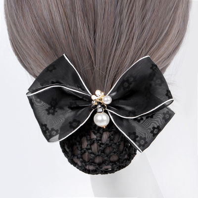Korean version of professional head flower tulle bow pendant stewardess nurse professional hairnet exquisite headdress