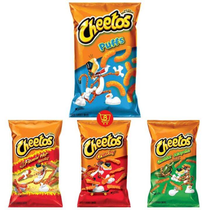 Cheetos Puffs, Cheetos Crunchy, Cheetos Cheddar Jalapeño Crunchy
