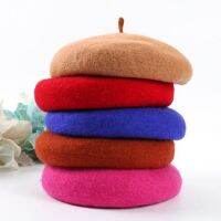 Ladies Solid True Wool Beret for Women Autumn Winter Artist Beret femme Elegant French Hat Bright Red Yellow Pink Girls Berets