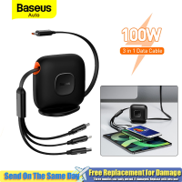 Baseus 100วัตต์3 In 1 USB C เคเบิ้ลสำหรับ IP 12 13ชาร์จ Micro USB Type C ค่าใช้จ่ายได้อย่างรวดเร็วสำหรับ Macbook ซัมซุง Xiaomi หดสาย