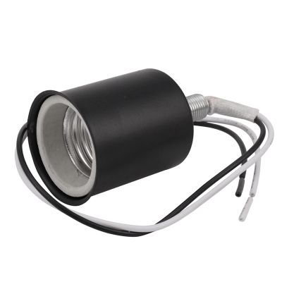 10X E27 Ceramic Screw Base Round LED Light Bulb Lamp Socket Holder Adapter Metal Lamp Holder with Wire Black