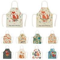 Linen Nordic Cute Fox Aprons Unisex Dinner Party Cooking Bib Funny Pinafore Cleaning Apron WQF593 Aprons