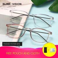 Blink Vision TR90 Ultra Light Fashion Eyewear Rectangle Cermin Mata for Men Women Square Eyeglasses Frame Finished Resin Spectacles Glasses Transparent Kaca Mata Wanita Lelaki