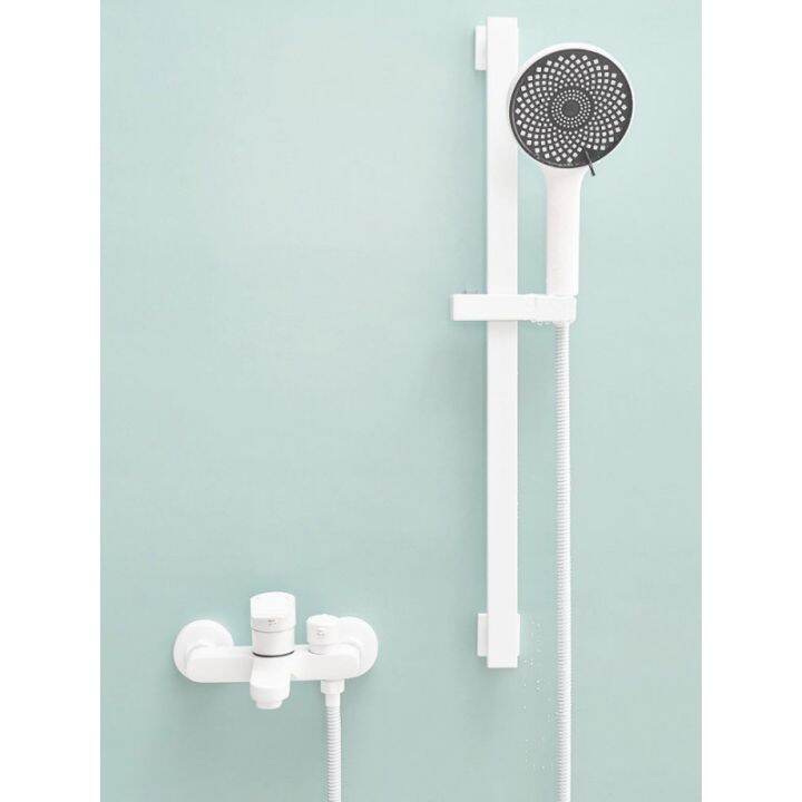 [COD] Shower set white faucet copper mixing valve shower bathroom bathtub switch hot and cold