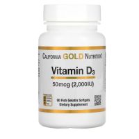 California Gold Nutrition ​Vitamin D3 2000 IU 90 Fish Gelatin Softgels